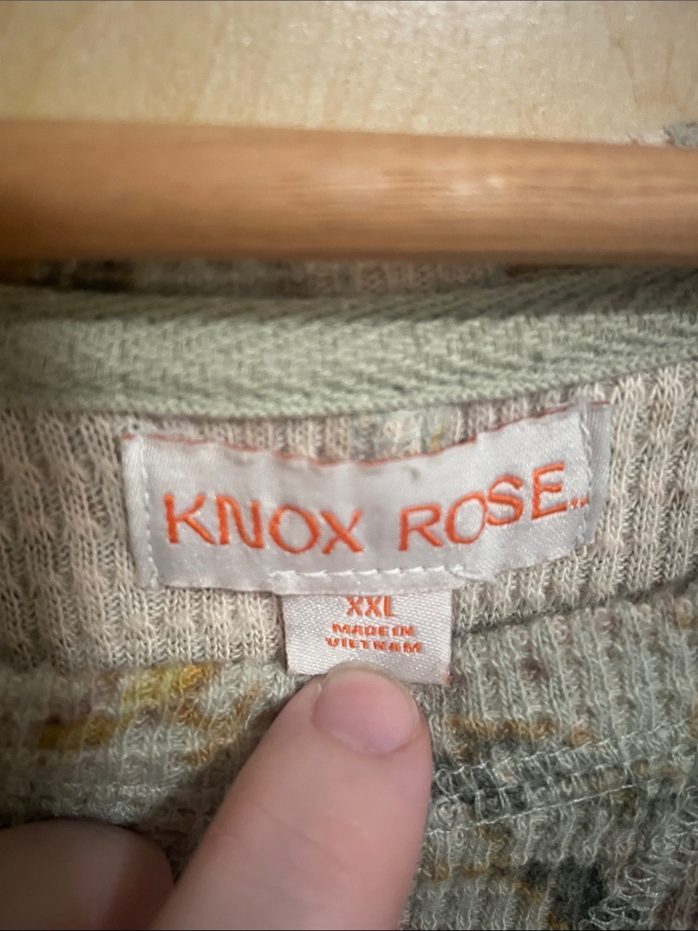 Knox Rose Sage Boho Floral Waffle-Knit Long Sleeve Top XXL - Picture 2 of 10
